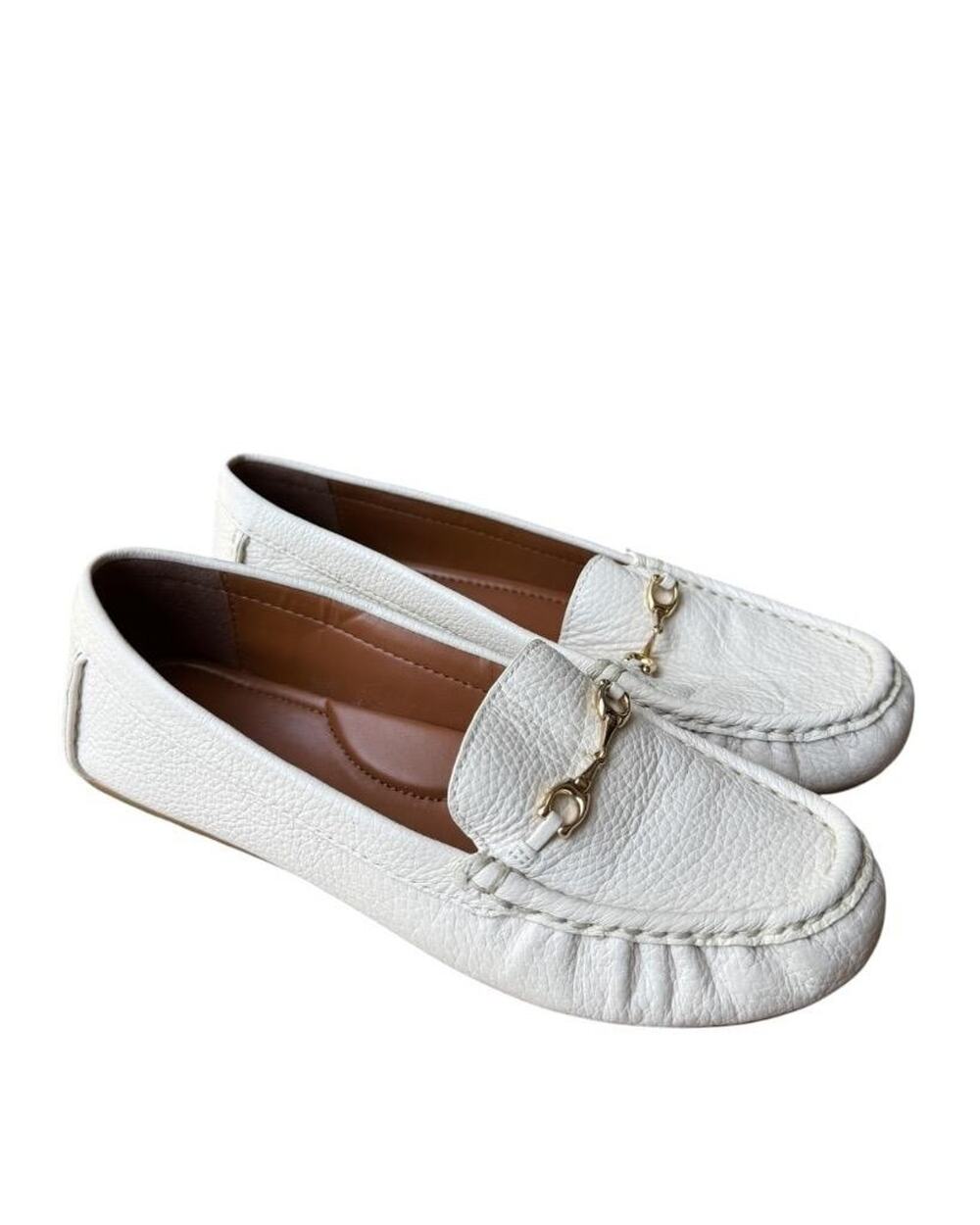 Coach Mavis Moc Toe Horsebit Loafer Cream Leather Women size 7